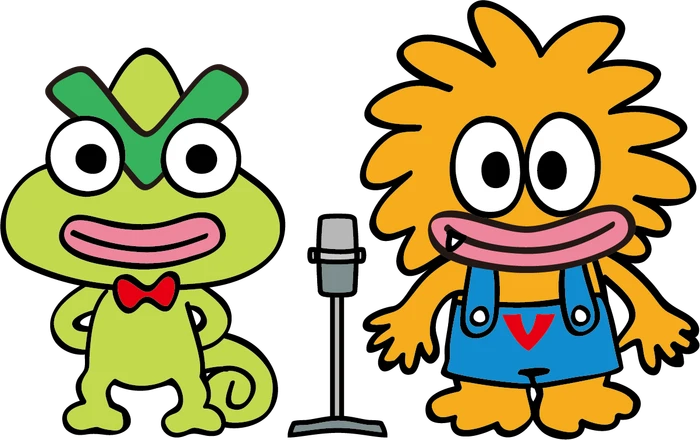 ハイタッチするビビプロのキャラクター「ビビレオ」と「ビビディ」のイラスト