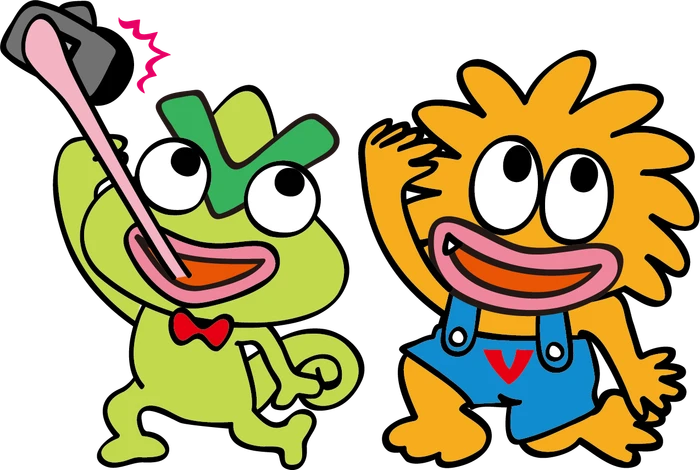 自撮りをして楽しむビビプロのキャラクター「ビビレオ」と「ビビディ」のイラスト